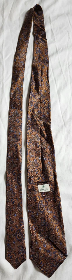 Corbata para hombre Luigi Borrelli Napoli marrón cachemir 100 % seda hecha en Italia Foto 2 de 4