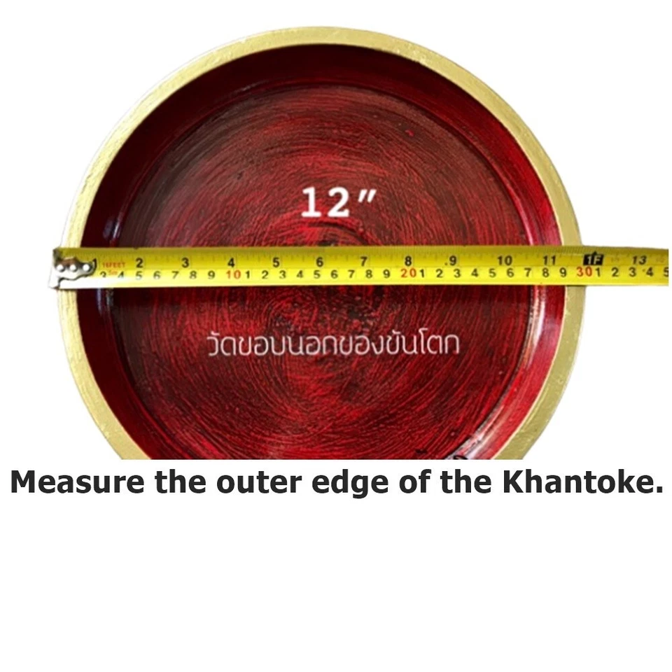 Thai Traditional Lanna Khantoke Round Wooden Tray Handcraft Fruit Restaurant Spa - Image 3 of 4