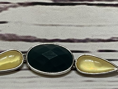 Lia Sophia Visage Bracelet Silver Tone Mother of Pearl Blue/Green 7.5" NEW - Picture 4 of 6