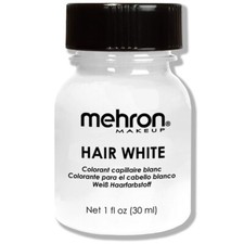 Mehron Hair White with Brush - 1oz Color for Hair Beard Moustache