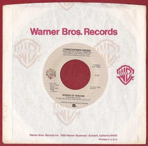 Christopher Cross 45 RPM - No Time for Talk / Words of Wisdom (1983) - Picture 2 of 2