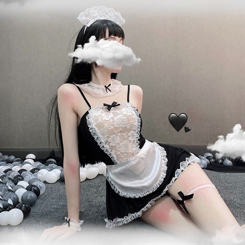 Kleid Hals Ring Cosplay Kostüm Sexy Lady Lolita Kawaii Dienstmädchen Outfit Schürze Tanga - Bild 4 von 15