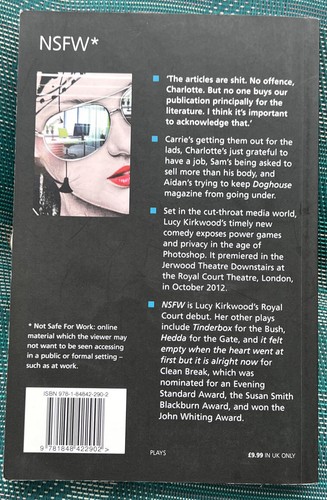 NSFW  LUCY KIRKWOOD  2012 NICK HERN BOOKS LIMITED PAPERBACK EDITION - Picture 15 of 15