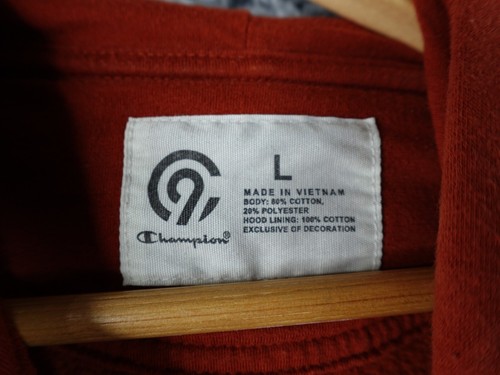 Champion Mens Large Pullover Long Sleeve Drawstring Hooded Sweatshirt Rust - Picture 6 of 11