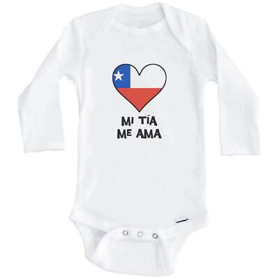 My Aunt Loves Me Spanish Language Chile Flag Heart Baby Bodysuit - Mi t�a me ama