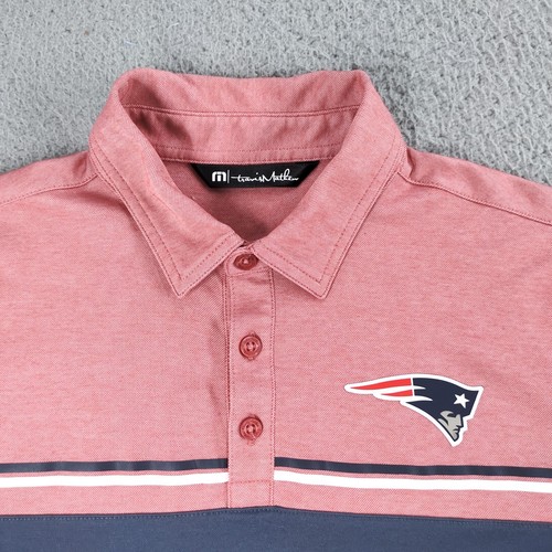 Travis Mathew New England Patriots Golf Polo Shirt Mens Small Pink Navy NFL - Picture 3 of 21