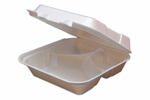 Contenedor con bisagras de espuma blanca Ecopax de 8 x 8 x 3 compartimentos 200 cuentas