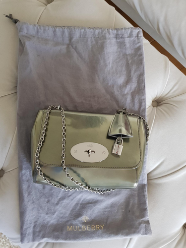 Wunderschöne Mulberry Lily Tasche in Silver Mirror Metallic Leder, Regular Small.