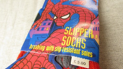 Vintage, 1997, Spiderman Slipper Socks EUR 31-34 {Age 7-11 Yrs} - Picture 5 of 6