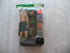 MEN'S FRUIT OF THE LOOM BOXERS, SIZE: M (32-34), 5 PACK, TAGLESS, TARTAN PLAIDS