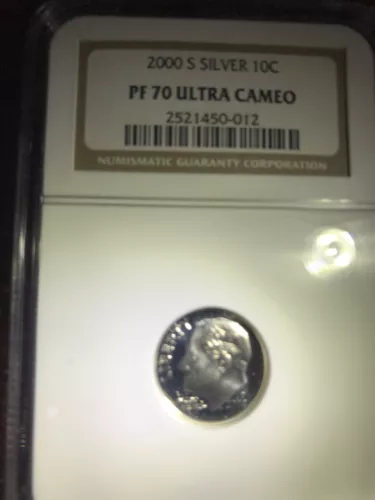 2000 S SILVER PROOF ROOSEVELT DIME 10c GRADED PF 70 UC BY NGC