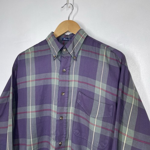 Vintage GANT Shirt Mens M Purple Green Check Lightweight Button Down 90s - Picture 2 of 14