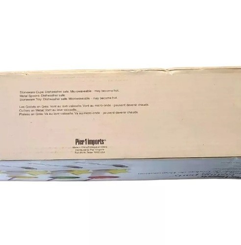 NIB Pier 1 Imports Tasting Party Starter Set Ensemble For Four Stoneware Spoons - Picture 5 of 7