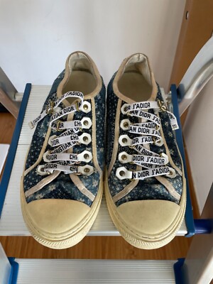 CHRISTIAN DIOR Denim Embroidered Walk'N'Dior Low Top Sneakers Size