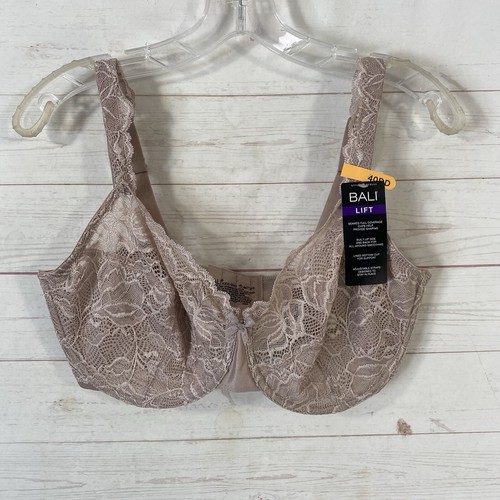 Bali Womens Lace Desire Underwire Bra 40DD Champagne Shimmer Full Coverage New