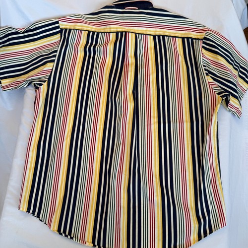 VINTAGE TOMMY HILFIGER BUTTON UP SHIRT MENS L STRIPE CREST LOGO SHORT SLEEVE - Picture 9 of 21