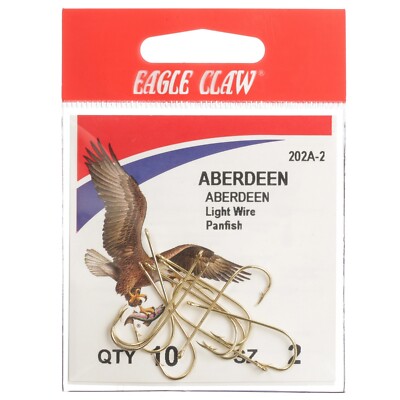 Eagle Claw 202A-2/0 Aberdeen Size 2/0 Fishhooks, 10 Pack