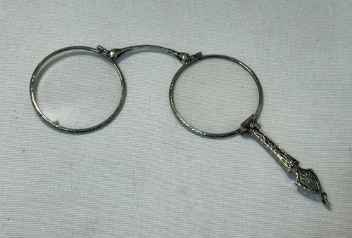 Viktorianische Sterling Silber 7K Lorgnette Brille eyeglasses mit filigranem Griff - Bild 1 von 12
