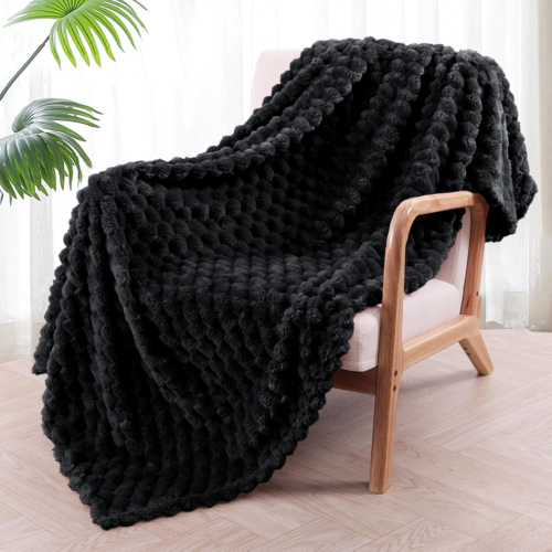 Extra Large Soft Fleece Throw Blanket, 50x70 Inches Stylish Jacquard Throw Blank