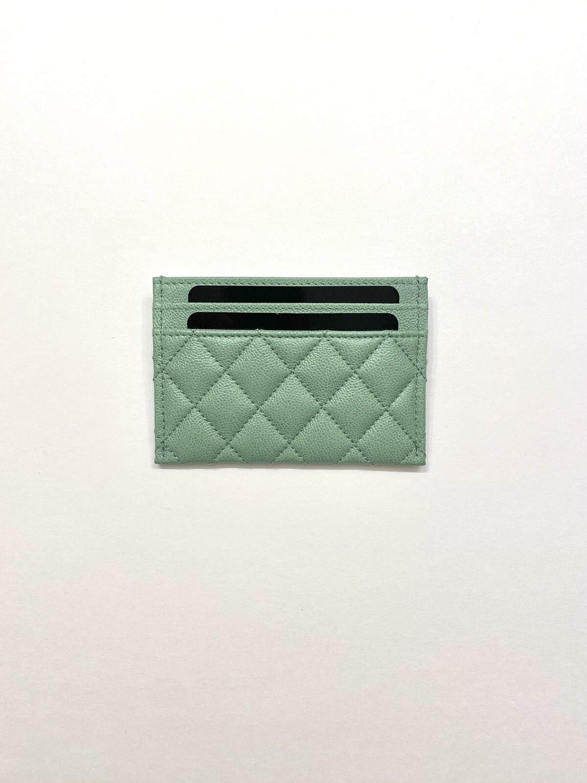 CHANEL Caviar Quilted Boy Sage Green Card Holder Wallet image 3