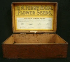 DM Ferry Advertising Oak Display Case Flower Seeds