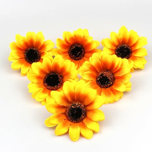 7cm Artificial Silk Sunflower Heads For DIY Wrist Flowers Hairpin Craft Making - Picture 10 of 21