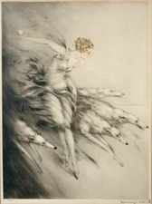 Zest 1928 Louis Icart Art Print – Throwing Ball with Dogs – French Art Deco