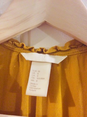 Top Femme H&M Sans Manches Moutarde - Col Noué Boutonné - Taille 8 - Occasion Très Bon état