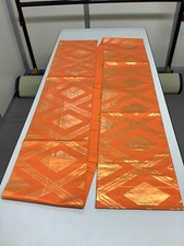 Japanese Vintage Kimono Fukuro Obi pure silk orange Tradition gorgeous 167x11in