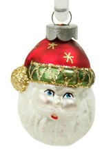 Red Green White Gold Glitter Glass Santa Head Christmas Ornament Decoration