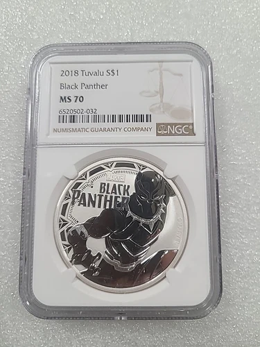 2018 Tuvalu $1 Marvel Black Panther 1 Oz Silver - NGC MS70