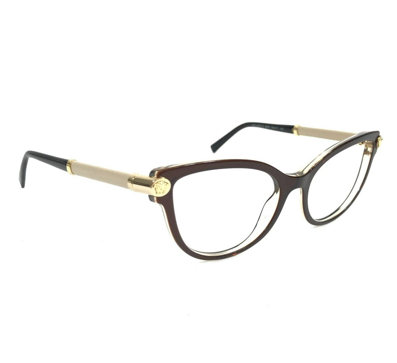 Versace Eyeglasses Frames MOD.3270-Q 5300 Brown Gold Beige Leather 54-17-140 thumbnail 2