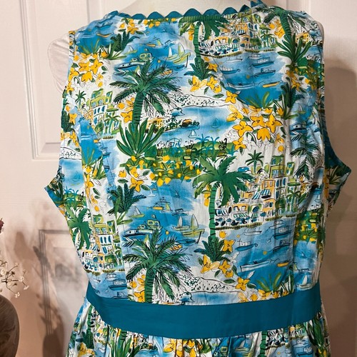 Unique Vintage Tropical Floral Peplum Top Plus Sz 14/XL Beach Florida Rick Rack - Picture 2 of 8