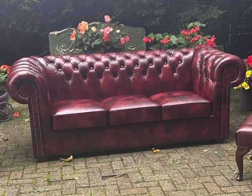 Chesterfield Claridge 3 Sitz Luxus Rinder Narben leder Sofa Luxus Echt leder - Bild 7 von 24