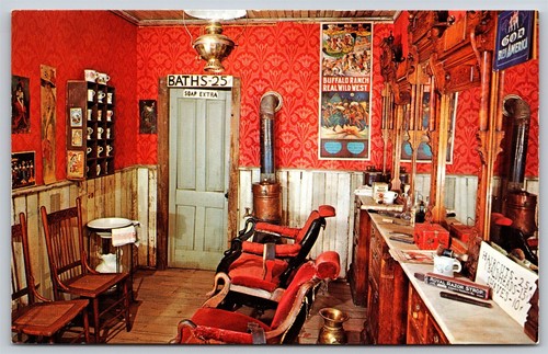 Postcard Pikes Peak Ghost Town, Colorado Springs CO Barber Shop B121