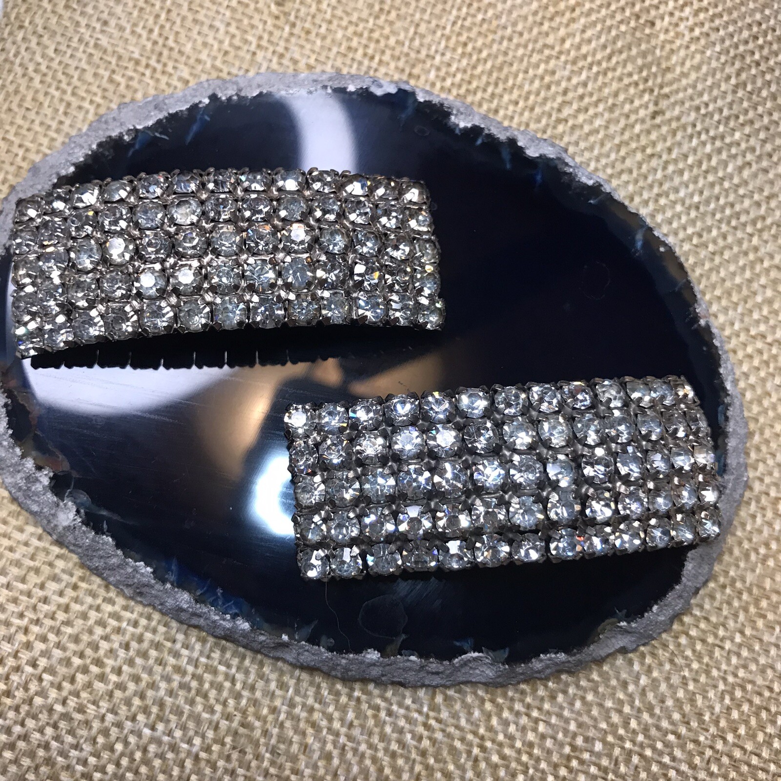 Vintage Rhinestone Shoe Clips Prong Set Gem