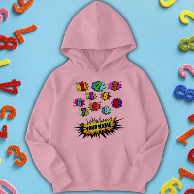 Personalisierter Jungen und Mädchen Comic Zahl Tag Ideen Pullover Hoody #ND