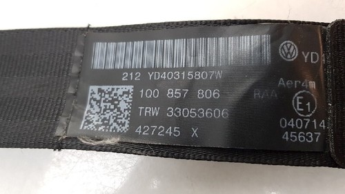 REAR SEAT BELT DX Volkswagen Eos (1F7/F8) 2008 1Q0857806 - Picture 2 of 2