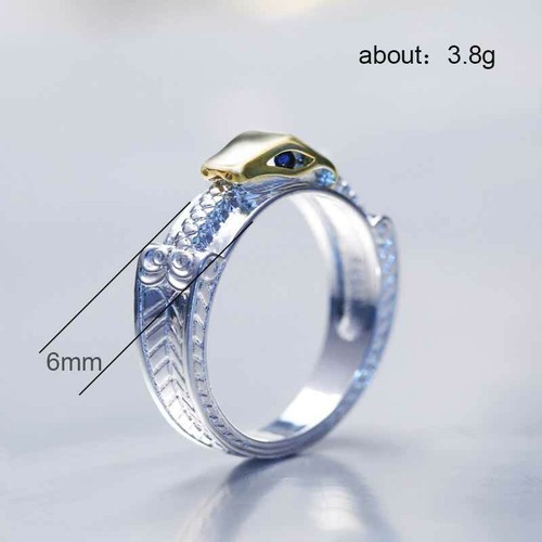 Moda Anillo Forma Serpiente Mujer/Hombre Plata 925 Relleno Circón Cúbico Anillo Talla 6-10 - Imagen 4 de 4