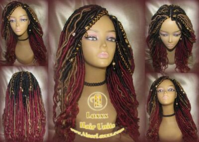 Super long black blonde burgundy red dreadlock wig Ombre Red Full Lace Wigs for Black Women Curly Goddess Faux  main image 4
