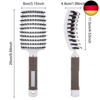 2 Wildschweinborsten Bürsten Rosa – Gebogene Form, Entwirrend & Belüftet