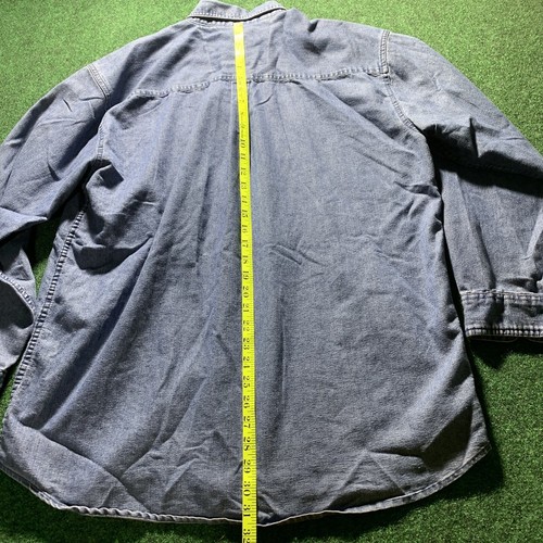 Key Imperial Shirt Mens LARGE LR Blue Denim Chambray Work Utility Button Layer - Picture 5 of 9