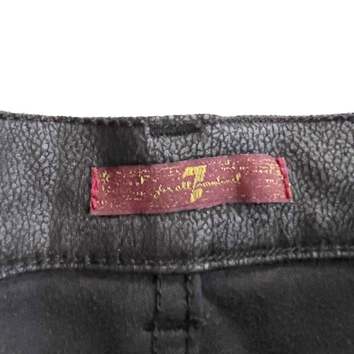 Pantalón de mezclilla 7 For All Mankind negro imitación cuero agrietado ajustado vegano niñas talla 10 - Imagen 5 de 9