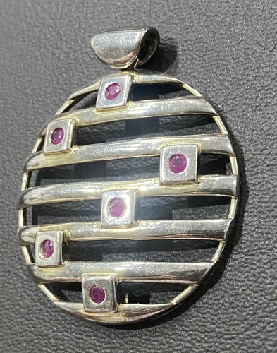ELLE Sterling Silver Lab-Created Ruby Pendant - Picture 12 of 12