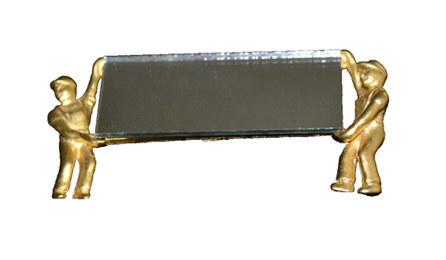 Brooch Pin MIRROR MOVING COMPANY MEN Signed AJC Gold-tone Vtg Y2K Fun Figural - Bild 1 von 4