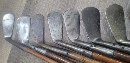 11 antike Vintage Flansch gewichtete Sohle Hickory Holz Schaft Golfschläger C0 SW weniger - Bild 10 von 18