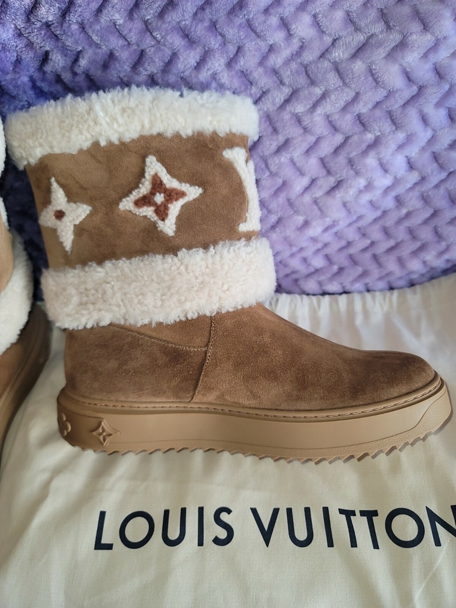 Louis VUITTON ANKLE SNOW BOOT BROWN GIANT FLOWER MONOGRAM