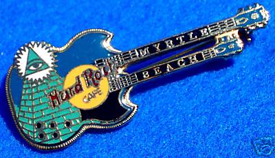 MYRTLE BEACH ÄGYPTISCHE AUGE DES HORUS PYRAMIDE DOPPELHALS GITARRE Hard Rock Cafe PIN - Bild 1 von 1