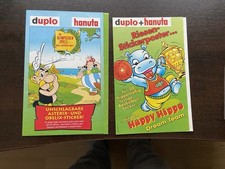 2 x Sticker Poster von duplo + hanuta für Asterix und Happy Hippo. OHNE Sticker.