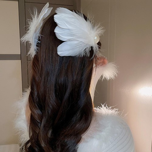 White Feather Headdress Fascinator Hair Clip Wedding Bridal JD76 Accessory Y6N7 - Picture 5 of 18
